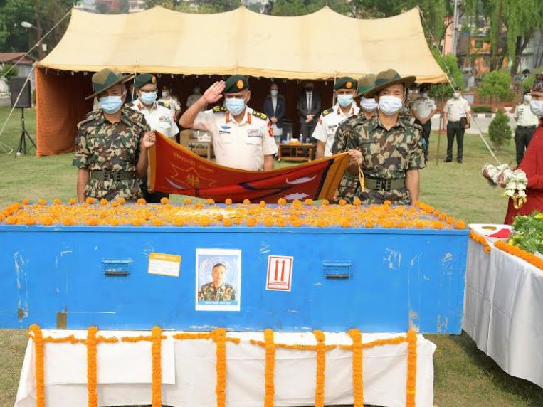 कंगोमा वीरगति प्राप्त नेपाली शान्ति सैनिकलाई अन्तिम सम्मान